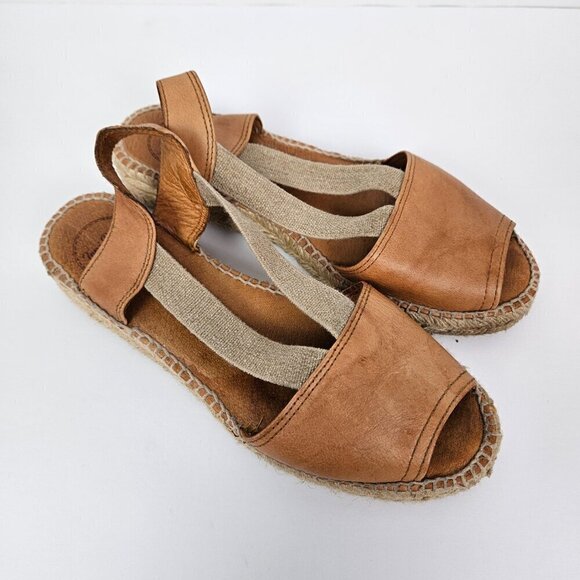 Toni Pons Origens Etna Camel/Tan Leather Espadrille Platform Sandal EU 39/US 8 - Picture 3 of 15
